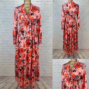 Floral Print Multi Tier Ruffled Maxi